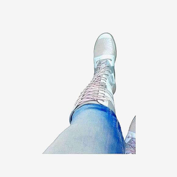 Timberland Patchwork Boots - Multicolor Gray, White, Soft Pink Leather - Size 9 - Picture 3 of 5